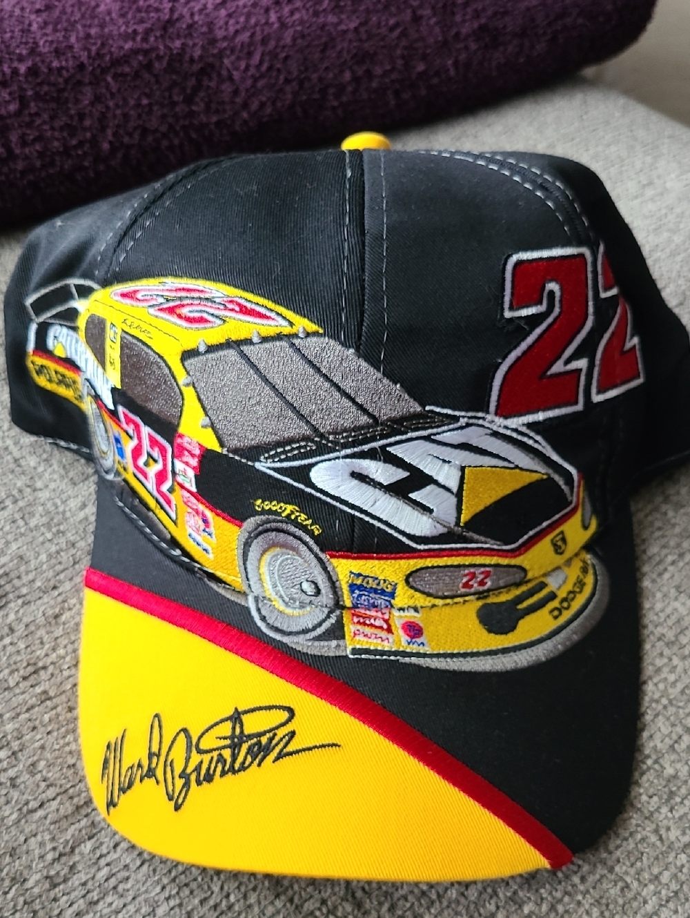 Nascar Black and Yellow Racing Champions Hat WARD BURTON